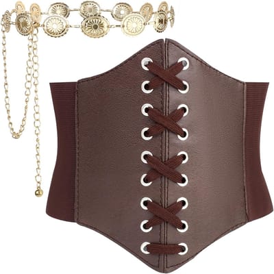 Elegante Leren Waspie Corsetriem voor Dames, Verstelbare Tailleband met Elastiek, Ideaal voor Kostuumaccessoires en Mode-uitstraling