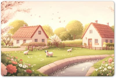 Placemats 45x30 cm - Placemat kunststof - 1 stuk - Schapen - Huisje - Platteland - Borden onderleggers - Decoratie voor op tafel - Keuken tafeldecoratie accessoires - Vinyl onderlegger - Tafelversiering