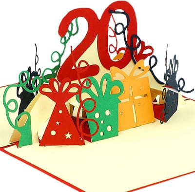 3D Pop-up Verjaardagskaart 20 Jaar Cadeau voor Vriendin of Vrouw met Envelop