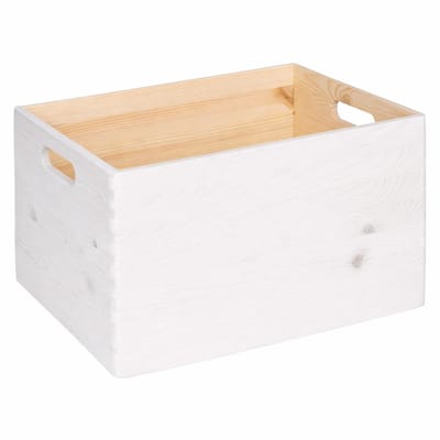 HAUDT® KIM MAXI open WIT houten stapel kist - 39,5 x 29,5 x 23 cm - houten opberger - opbergkist - stapelkist
