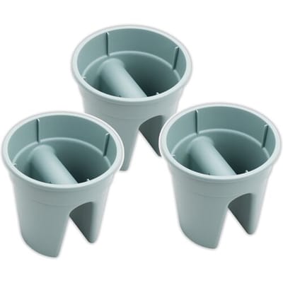 KHW Set van 3 balkon bloempotten Flowerclip (pastel mintgroen)