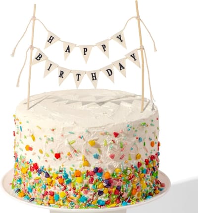 1 stuks verjaardagsdecoratie, cake banner, Happy Birthday taartdecoratie wimpelkettingen cake toppers bunting set Happy Birthday taartdecoratie voor verjaardagen, bruiloft, feestdecoratie