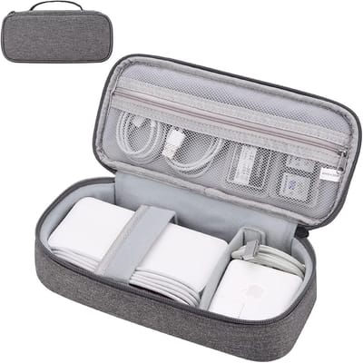 Accessoire Organizer voor Elektronica, Kabel Organizer, Oplaadkabel Organizer, Reisaccessoire Tas (Donkergrijs)