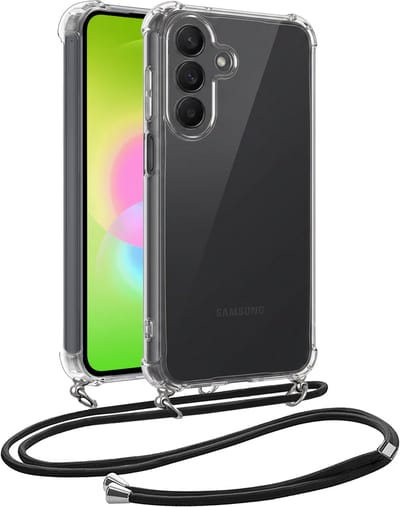 Hoesje - Geschikt voor Samsung Galaxy A27 - Met Koord - Shock Proof - Siliconen Case - Back Cover - Telefoonkoord - Telefoon Hoes Shockproof - Telefoonketting - Telefoonhoesjes - Transparant