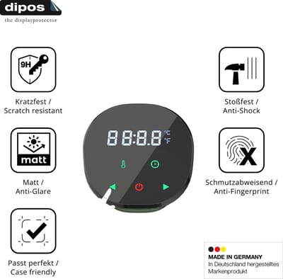 dipos – 2x Matte Pantserfolie geschikt voor Vpcok Sous Vide Garer Stick | 9H Screenprotector