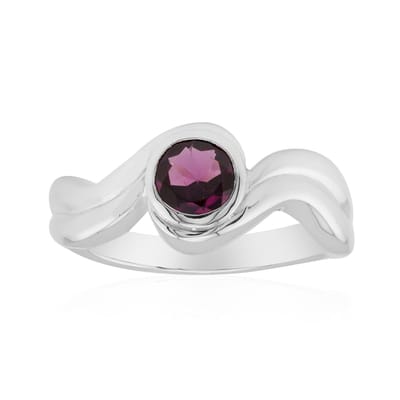 Cavill - Zilveren ring met 0,51 ct Roshoit Granaat - 925 Sterling Zilver Palladium - Modern elegant - Ronde 5 mm - Dames sieraad