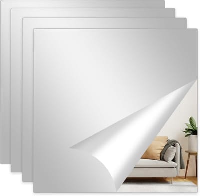 4 Zelfklevende Acryl Spiegelstickers Vierkant 20x20 cm Plakspiegel voor Diverse Ruimtes