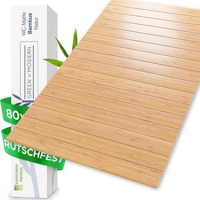 Badmat van bamboe, antislip, 80 x 50 cm, bamboemat, badtapijt, badkamer, houten douchemat, hygienic, houten tapijt, vloersteun, bamboetapijt als badmat, wc-mat