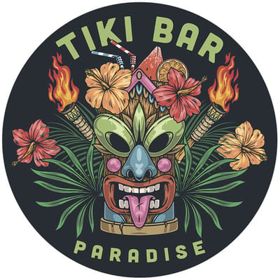 Signs USA - wandbord - dibond - Rond 35 x 35 cm - Tiki Bar Paradise