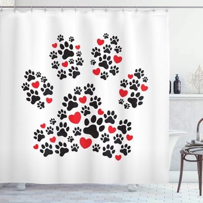 ABAKUHAUS douchegordijn – pootafdruk – 175x180 cm – waterafstotend