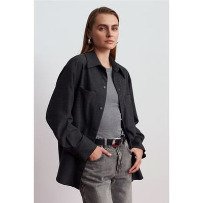 Oversized Lange Mouwen Gebreid Overhemd