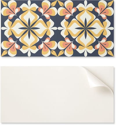 Zelfklevende grafische decoratie voor kantoor of studiekamer, 100x50 cm, geometrisch bloemenpatroon