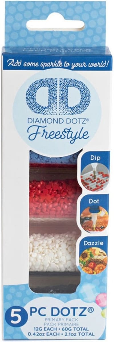 Diamond Painting Losse Steentjes - DDA.010 Diamond Dotz - 5 kleuren pakket - Primary(8001, 8002, 8020, 8126, 8249)
