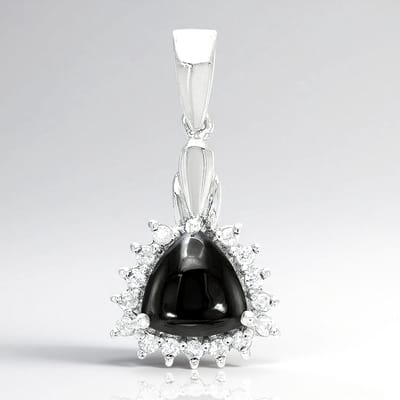 Cavill - Zilveren Hanger - 925 Sterling Zilver - Zwarte Hematiet 3,09 ct - 15 Briljant Zirkonia 0,354 ct - Elegant & Tijdloos