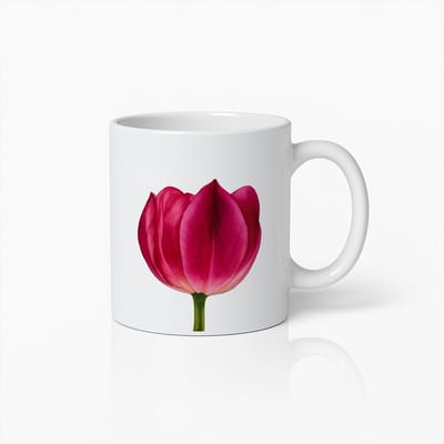 Elegante Keramische Mok met Rode Tulp Print – Perfect Cadeau voor Natuur- & Bloemenliefhebbers