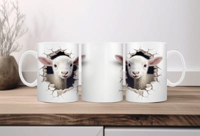 Koffiemok 3d boerderijdieren lammetje
