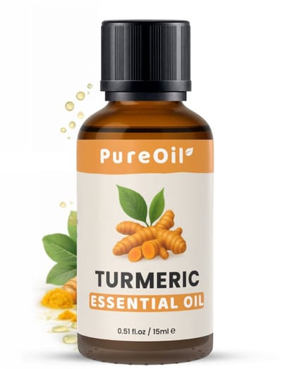 PureOil - Kurkuma Olie - 15ml - Etherische Olie - Turmeric Oil Voor Haar | Huid | Gezicht | Scalp - Tegen Acne en Onzuiverheden - 100% Puur, Natuurlijk & Vegan - Voor Haargroei