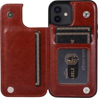 Hoesje geschikt voor iPhone 15 - Backcover - Pasjeshouder - Portemonnee - Kunstleer - Bruin