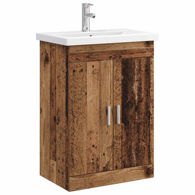 vidaXL - Badkamermeubel - Set - Oud - hout - 61 - x - 40 - x - 84,5 - cm - Bewerkt - hout