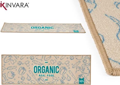 Keukenloper Organic Real Food- Beige/Groen - 40x120 cm - Vloerkleden - Keuken Tapijt - Keukenmat - Loper Tapijt - Loper Vloerkleed