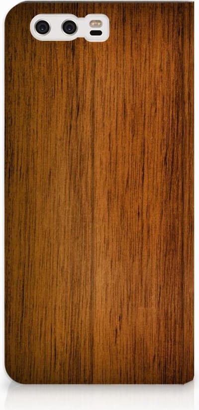Huawei P10 Plus Book Wallet Case Donker Hout