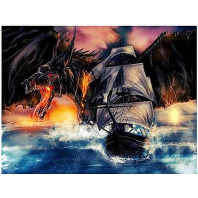 Bricolage diamant peinture dessin animé Dragon bateau strass diamant broderie point de croix mosaïque autocollant 20X30CM gray