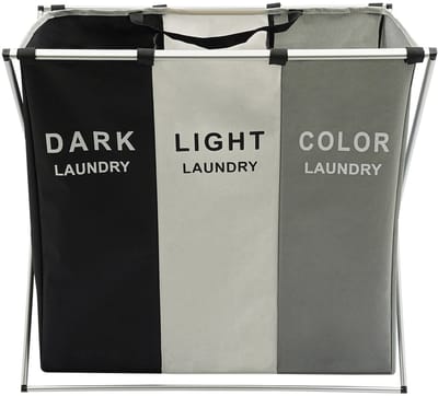 Linkforu - Oxford Stoffen Wasmanden - Sorteerder - Wasboxen – Opvouwbaar – 138 Liter - 3 Delig – 3 kleuren - Zwart- Beige – Grijs