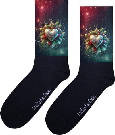 Hart - Verjaardag cadeau - Grappige sokken - Print sokken - Leuke sokken voor heren en dames - Moederdag - Vaderdag - Cadeau voor hem en haar - Kerstcadeau - Vrolijke sokken - Kerst - Valentijns cadeau - Sokken waar je vrolijk van wordt - Maat 37-44