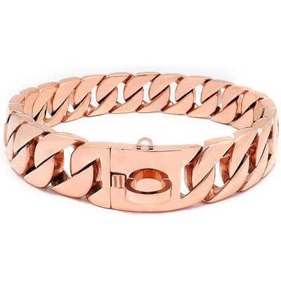 Chaîne Cubaine Dorée Robuste Collier pour Chiens Acier Inoxydable 32 Mm Collier pour Grand Chien Étrangleur Sangle de Collier Personnalisée Pour Chiens Moyens et Grands Décor 14inch(35cm)