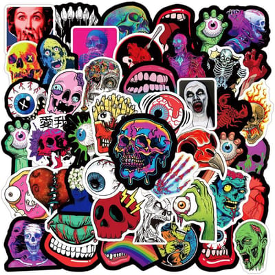 50 stuks griezelige horror schedel geest gezicht stickers voor laptop waterfles bagage skateboard auto motorfiets coole sticker bom