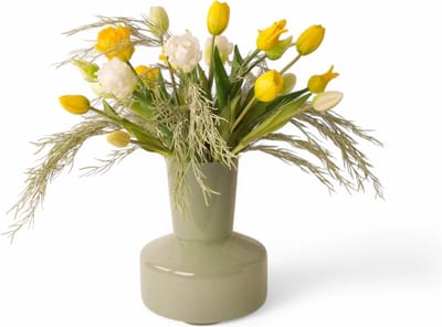 WinQ-TulpenBoeket Geel met Wit-kunstbloemen-zijden bloemen-Tulpen-excl. vaas