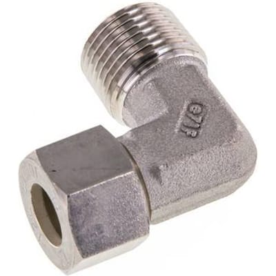 R 1/2'' Buitendraad x 12L RVS L-Knelfitting 90 graden 315 Bar DIN 2353 - FL2E-MO-ST-012R-12-L