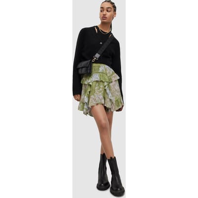 AllSaints Reese Venetia Skirt Spring Green Size: 6 | Mini Skirts Outlet | Dames | Groen