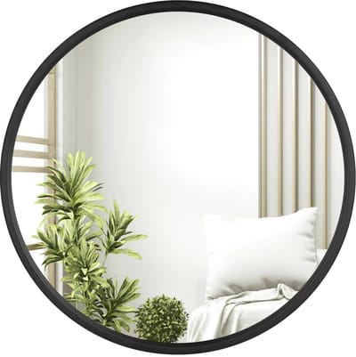 Ronde Spiegel - Voor Badkamer, Slaapkamer, Woonkamer en Hal - Moderne Wandspiegel met Zwart Metalen Frame - Stijlvolle Ophangdecoratie - 50x50cm