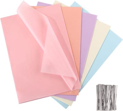 Kleurrijk inpakpapier 300 vellen 24 x 17 cm voor cadeaus, knutselen en bruiloften - Transparant macaron papier in 5 kleuren voor origami en creatief gebruik