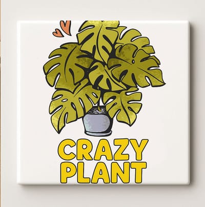 Crazy Plant Keramische Tegel 15x15cm – Grappige Plantenliefhebber Wanddecoratie – Botanische Huisdecoratie Cadeau voor Kamerplant Fans