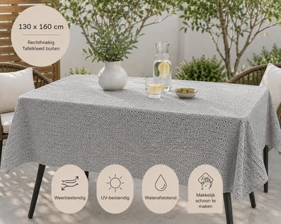 Wicotex - Tafelkleed - Buitentafelkleed - Campingtafelkleed voor buiten- Kleur grijs - Afmeting 130x160 cm
