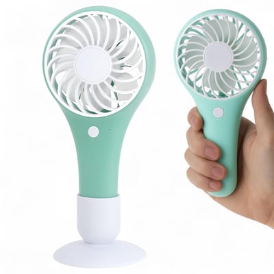 Allecto - Draagbare Accu Ventilator - Mini Handventilator - USB Oplaadbaar - Mint Groen - Ideaal voor Warm Weer - Handig voor Thuis en Reizen - Com...