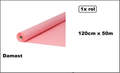Tafelkleed op rol roze 120cm x 50meter - Damast Tafel dekken rol gala huwelijk thema feest kerst festival restaurant food