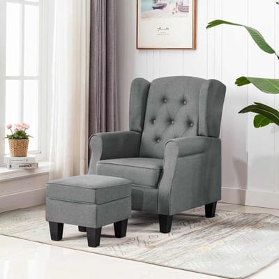 Fauteuil met voetenbank - Loungestoel comfortabele stoel - Ontspannen zitten - Hoge rugleuning - 68 x 78 x 94 cm
