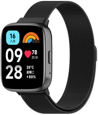 Milanees bandje - geschikt voor Xiaomi Redmi Watch 3 Lite / Watch 3 Active - zwart