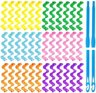 Dailygoods - Magic krulspelden, 36 stuks, spiraalvormige krullen, styling-kit zonder hitte, krulspelden, golven, gemengde kleuren, spiraalvormige krulband met 2 stuks stylinghaken voor alle haarlengtes, 30 cm