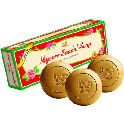 Savon au Bois de Santal de Mysore, 450g (150x3) (Paquet de 3) red