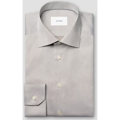 Eton Overhemd Solid Color Organic Cotton Signature Twill Bruin / male