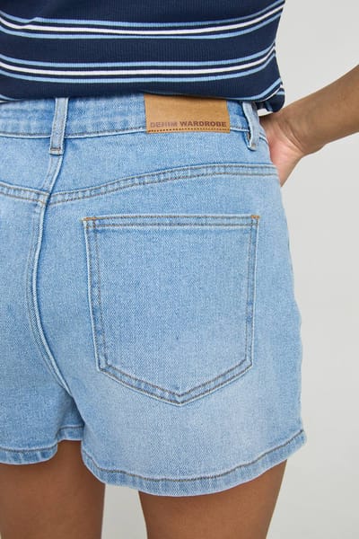 boohoo Dames Mini Short Met Voorste Zakdetail | Gebleekt Blauw | Maat: 34