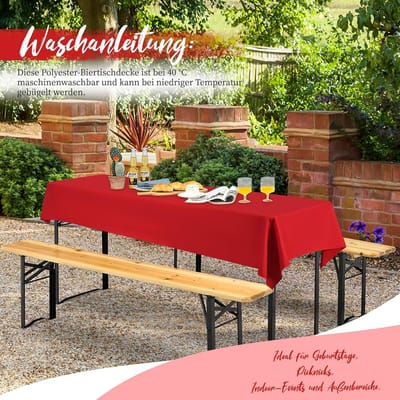 Tafelkleden Set - Feestelijke Covers - Feestelijke Decoratie - Premium Polyester - 6 Stuks 250x100cm - Rood