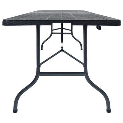 vidaXL - Tuintafel - inklapbaar - 180x75x72 - cm - HDPE - en - kunstrattan - zwart
