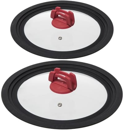 5Five Universele pannendeksels - 2x stuks - met siliconen rand - Voor Pannen met Dia 22/24/26 cm en 26/28/30 cm
