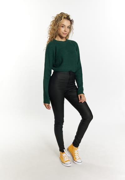 Mymo Gebreide cropped trui Dames donkergroen