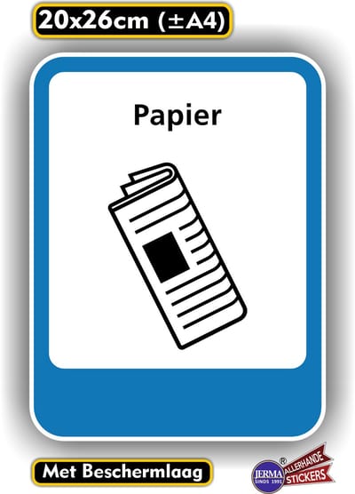 Jerma - Papier - Recycling - Sticker - 20 x 26 cm - Vinyl - Weerbestendig - Zelfklevend - Krasvrij
